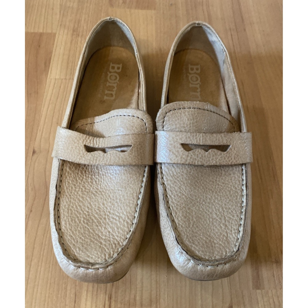 Born Melinda Penny Loafers Womens Size 6M Leather Tan Shoes Minimalist Comfort